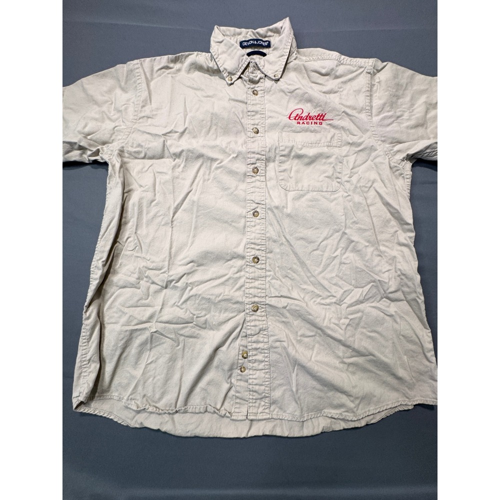 Andretti Racing Devon Jones Mens XL‎ Tan Short Sleeve Button Up Shirt - Picture 5 of 12
